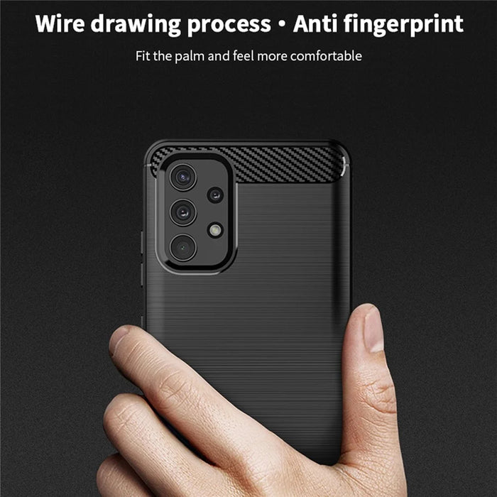 MOFI Carbon Fiber Brushed TPU Cover for Samsung Galaxy A32 4G (EU Version) - Black - 6