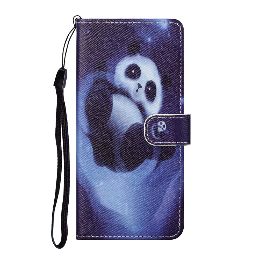 3D Pattern Printing Cross Texture Leather Wallet Stand Case Shell for Samsung Galaxy A32 4G (EU Version) - Panda - 3
