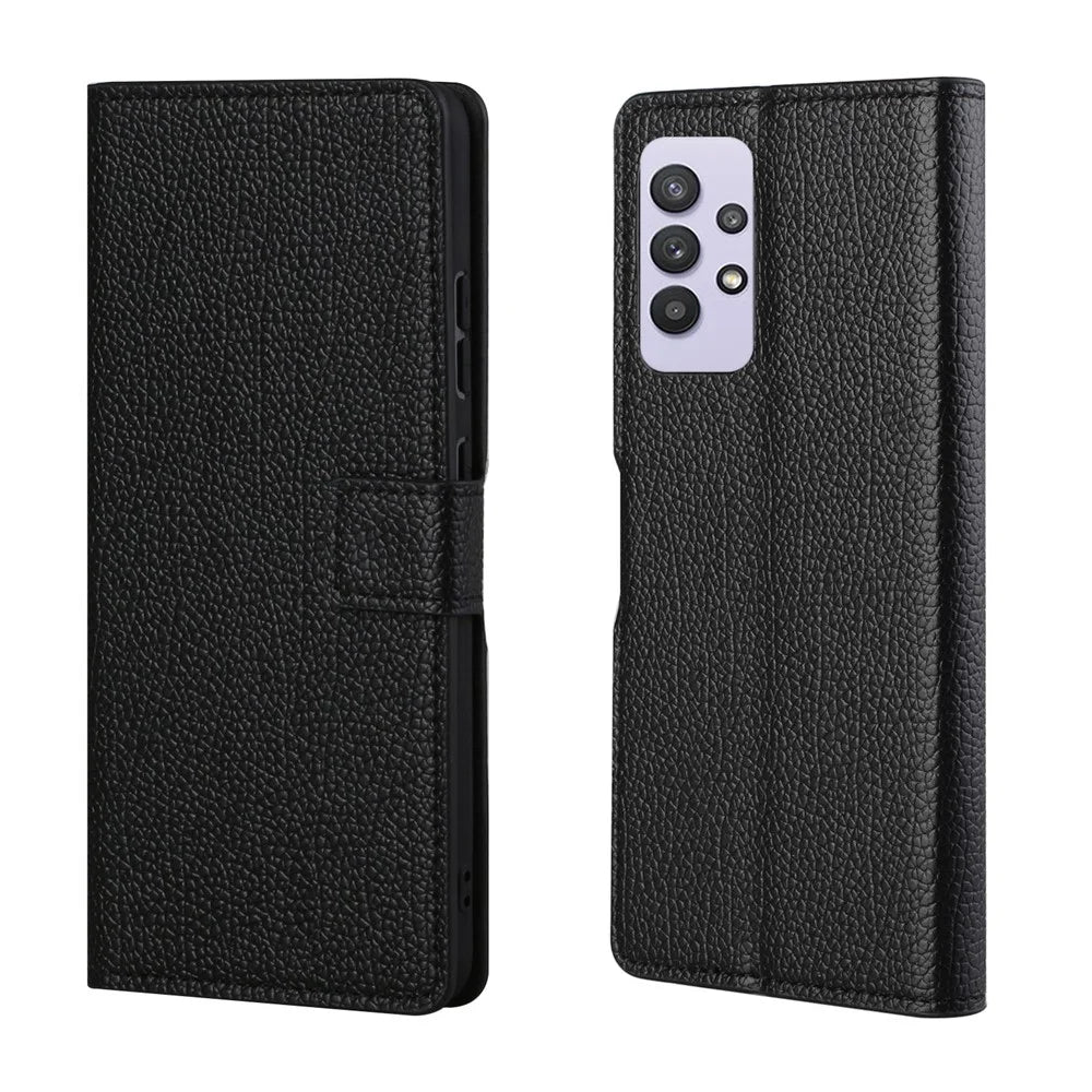 Litchi Skin Wallet Leather Shell for Samsung Galaxy A32 4G Protector Flip Cover - 1