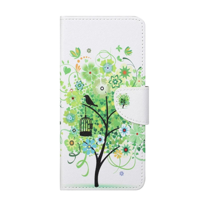 3D Pattern Printing Cross Texture Leather Wallet Stand Case Shell for Samsung Galaxy A32 4G (European Version) - Green Tree - 3