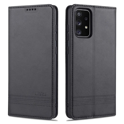 AZNS Auto-absorbed Magnetic Leather Mobile Stand Shell Case with Wallet Design for Samsung Galaxy A52 4G/5G / A52s 5G - Black - 1