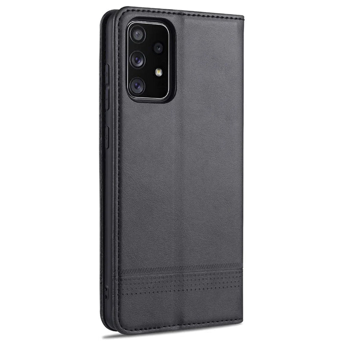 AZNS Auto-absorbed Magnetic Leather Mobile Stand Shell Case with Wallet Design for Samsung Galaxy A52 4G/5G / A52s 5G - Black - 3
