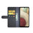 For Samsung Galaxy A12 Case Genuine Split Leather Phone Cover with Wallet Stand - Black - 4