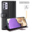 For Samsung Galaxy A32 5G / M32 5G Case Genuine Split Leather Phone Cover with Wallet Stand - Black - 6