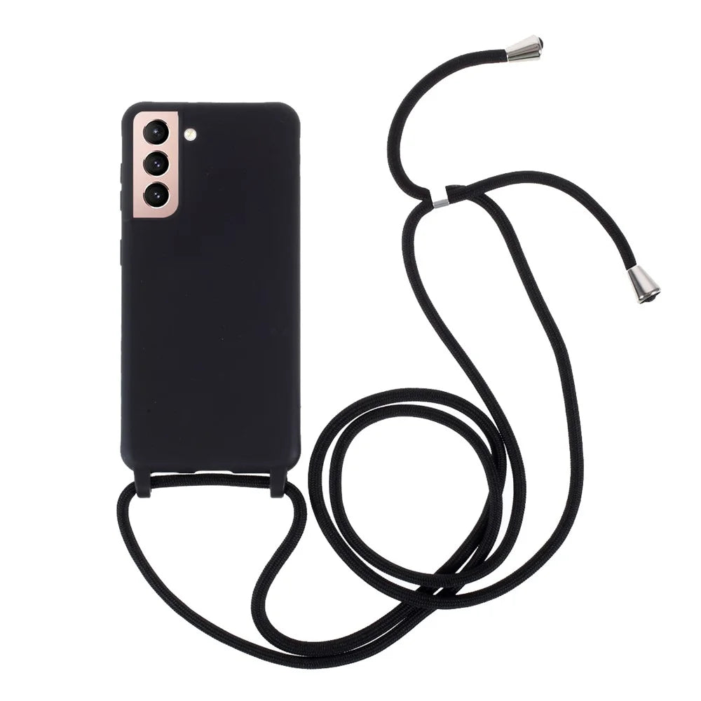 Soft TPU Case with Hanging Rope for Samsung Galaxy S21 4G/5G - Black - 1
