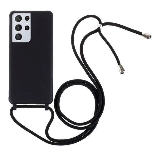Soft TPU Case with Hanging Rope for Samsung Galaxy S21 Ultra 5G - Black - 1