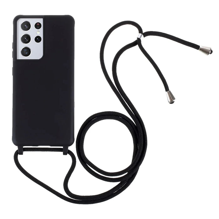 Soft TPU Case with Hanging Rope for Samsung Galaxy S21 Ultra 5G - Black - 1