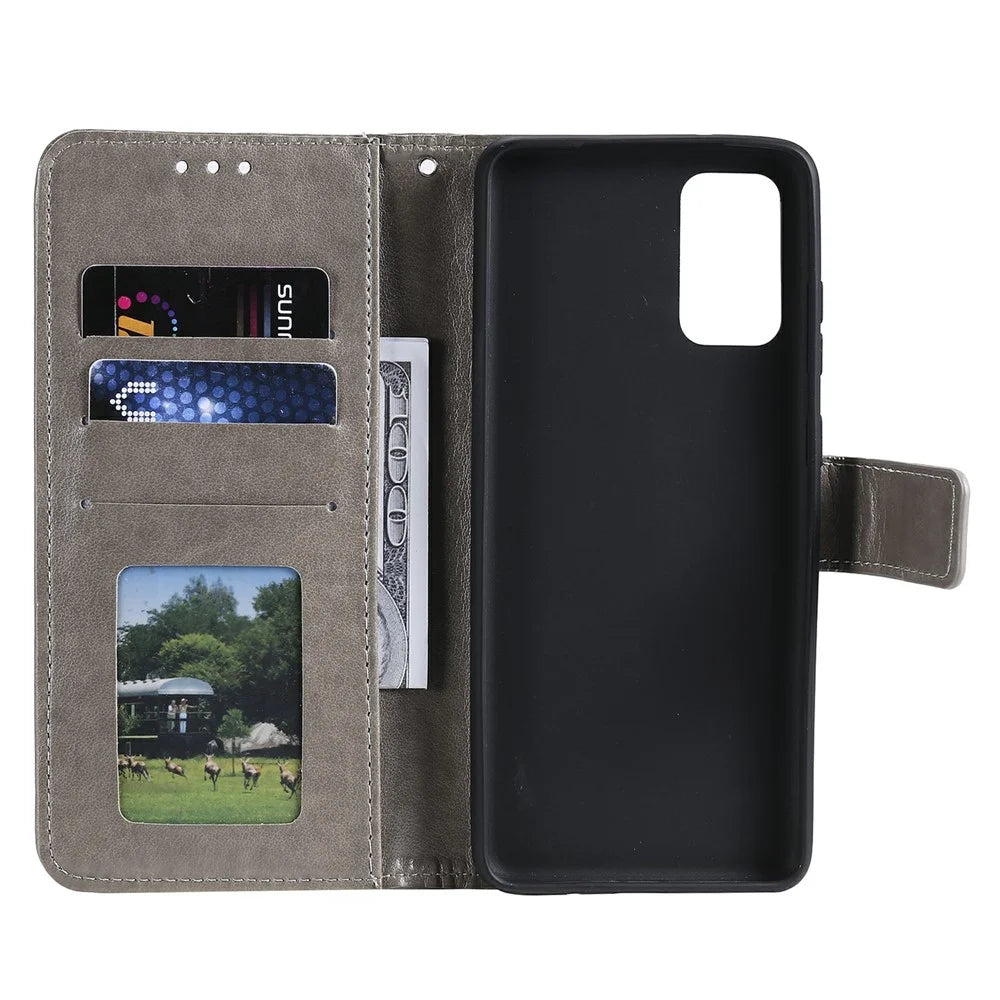 Imprinted Mandala Flower Wallet Leather Case with Strap for Samsung Galaxy A52 4G/5G / A52s 5G - Grey - 6
