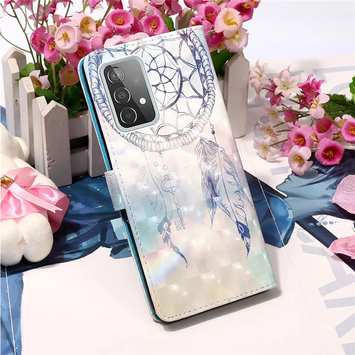 3D Pattern Printing PU Leather Wallet Stand Phone Case Shell for Samsung Galaxy A52 4G / 5G / A52s 5G - Dreamy Wind Chime - 6