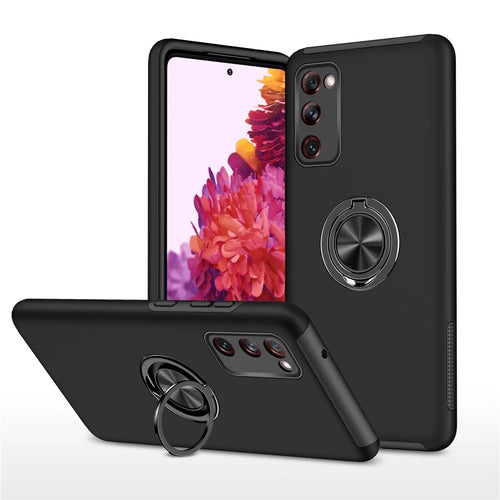 Ring Shape Kickstand Design Shock Absorption Hybrid Phone Case Cover for Samsung Galaxy S20 FE/S20 Fan Edition/S20 FE 5G/S20 Fan Edition 5G/S20 Lite/S20 FE 2022 - Black - 1