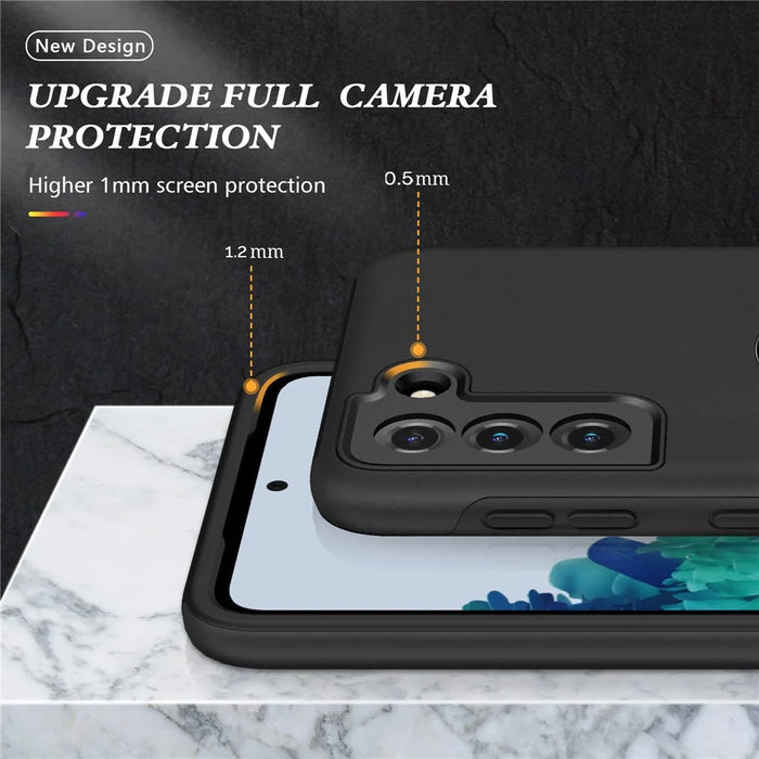 Ring Shape Kickstand Design TPU + PC Hybrid Phone Case Cover for Samsung Galaxy S21 Plus 5G - Black - 5