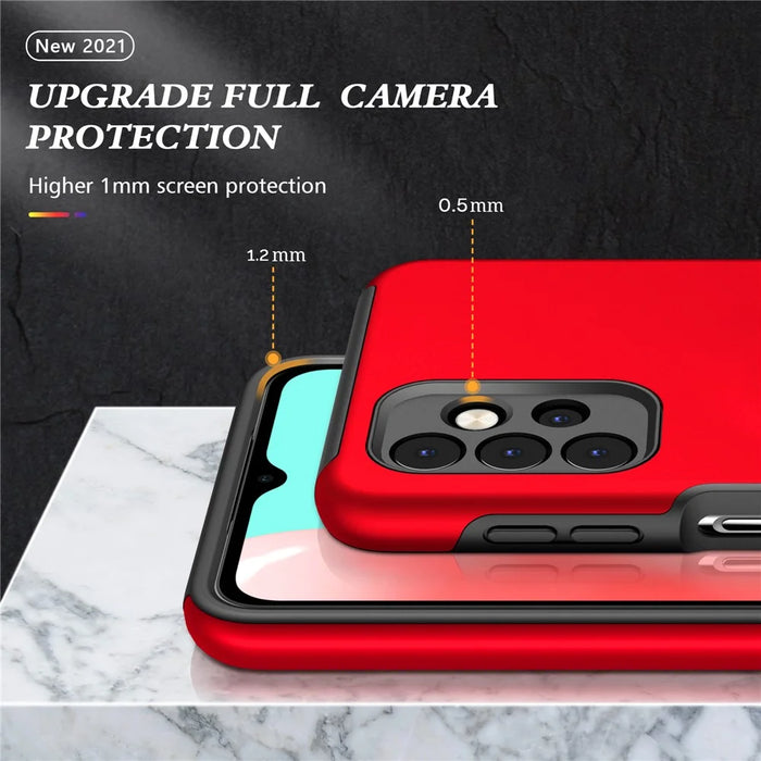 Anti-Fall Hybrid Phone Case Ring Shape Kickstand Design Cover for Samsung Galaxy A32 5G/M32 5G - Red - 5