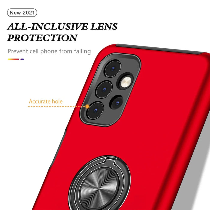 Anti-Fall Hybrid Phone Case Ring Shape Kickstand Design Cover for Samsung Galaxy A32 5G/M32 5G - Red - 6