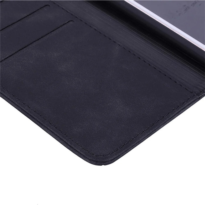 Imprint Flower Wallet Stand Leather Case for Samsung Galaxy A12 - Black - 7