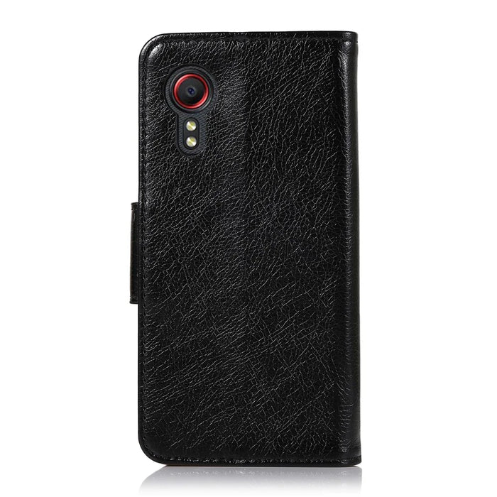 Nappa Texture Split Leather Phone Case Shell Wallet Stand for Samsung Galaxy Xcover 5 - Black - 6