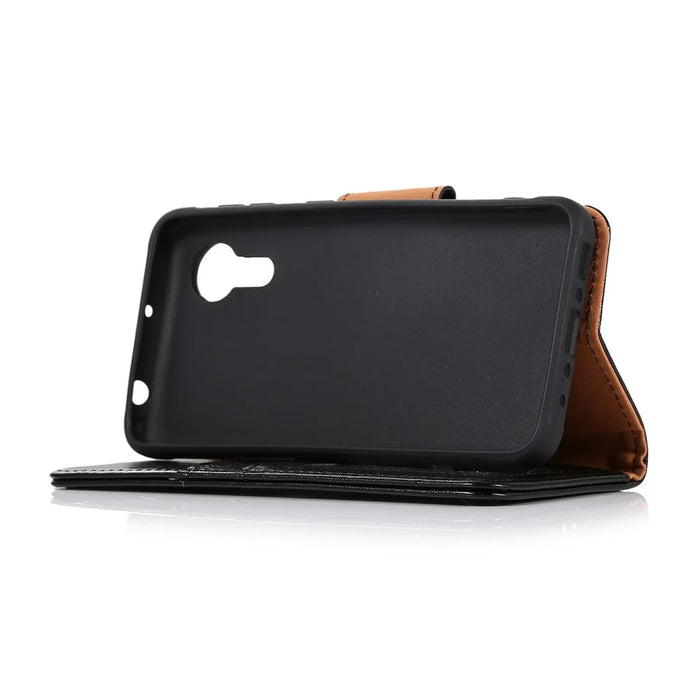 Nappa Texture Split Leather Phone Case Shell Wallet Stand for Samsung Galaxy Xcover 5 - Black - 7