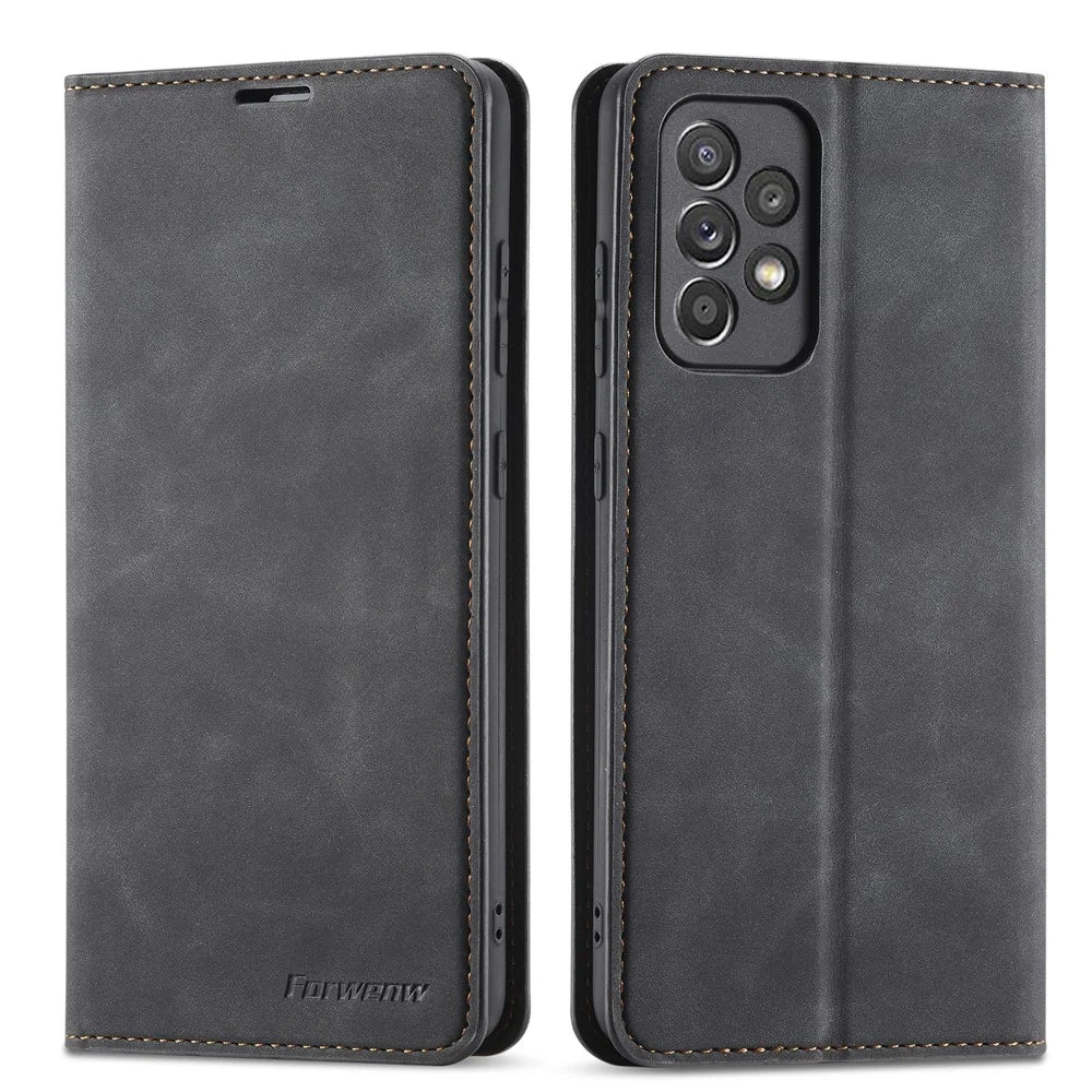 FORWENW Fantasy Series Skin Feeling Leather Case for Samsung Galaxy A72 5G / 4G - Black - 1
