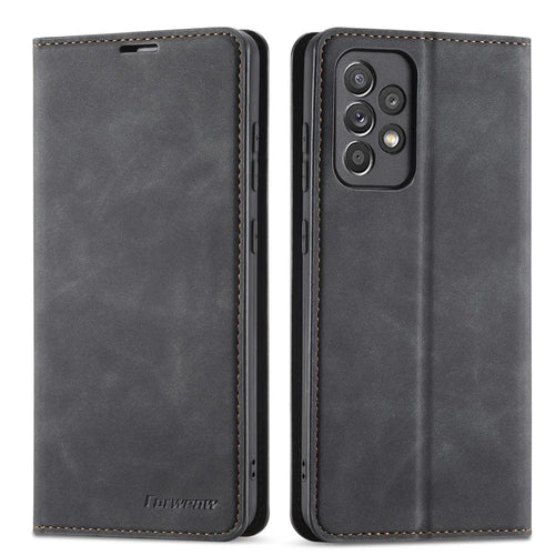 FORWENW Fantasy Series Skin Feeling Leather Case for Samsung Galaxy A72 5G / 4G - Black - 1