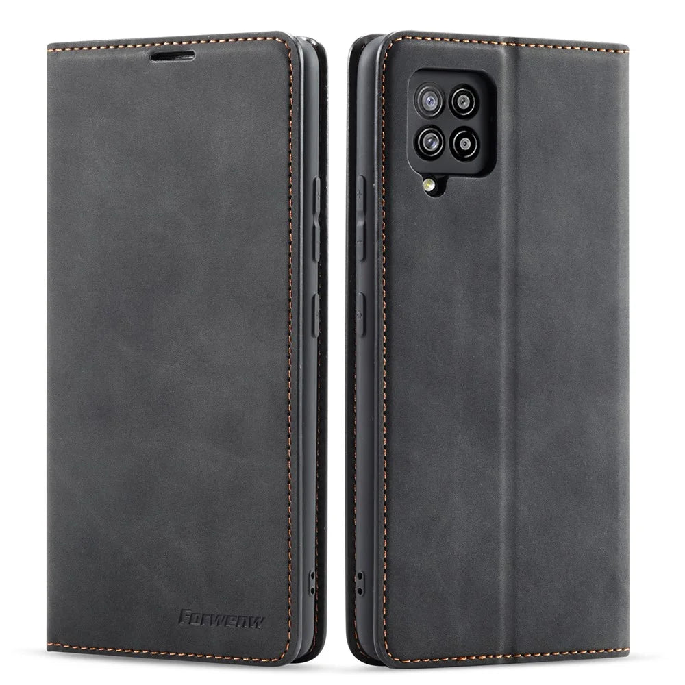 FORWENW Fantasy Series Skin Feeling Leather Case for	 Samsung Galaxy A12 - Black - 1