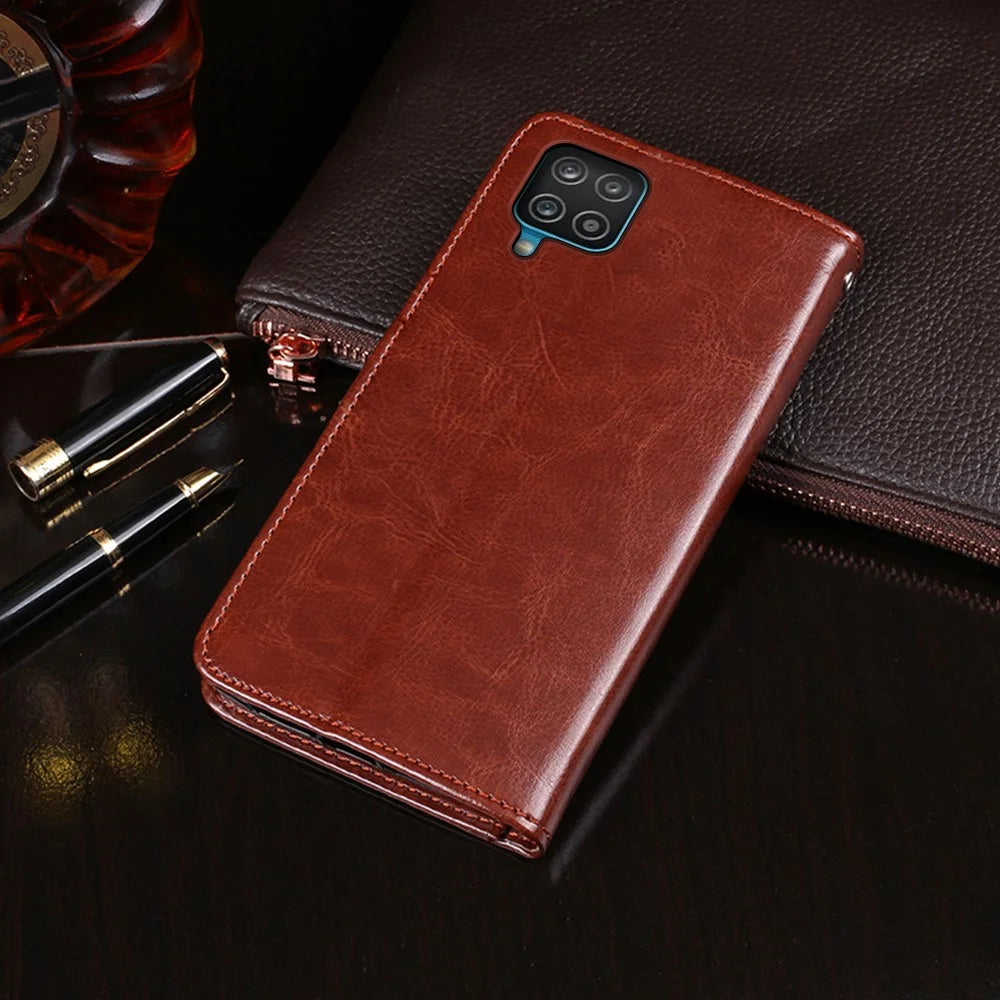 IDEWEI Wallet Design Crazy Horse Texture Leather Mobile Casing for Samsung Galaxy A12 - Brown - 4