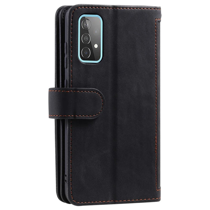 Leather Coated TPU Wallet Phone Stand Case with 9 Card Slots Kickstand Shell for Samsung Galaxy A72 5G / 4G - Black - 3