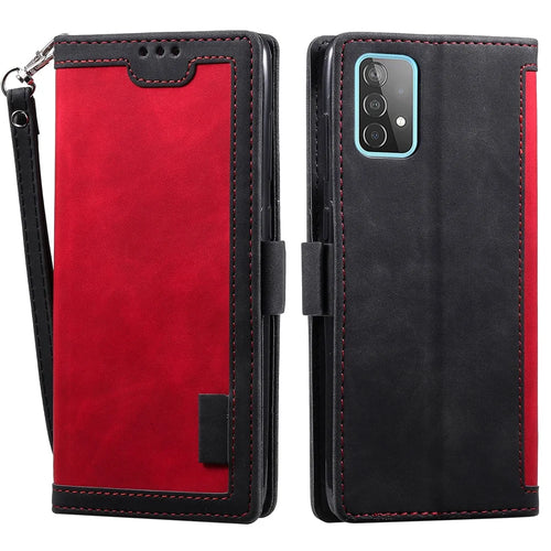 Vintage Splicing Style Wallet Stand Leather Flip Phone Casing for Samsung Galaxy A72 5G / 4G - Red - 1