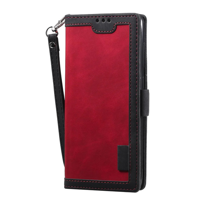 Vintage Splicing Style Wallet Stand Leather Flip Phone Casing for Samsung Galaxy A72 5G / 4G - Red - 3