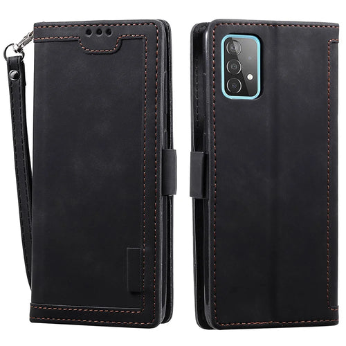 Vintage Splicing Style Wallet Stand Leather Flip Phone Casing for Samsung Galaxy A52 4G/5G / A52s 5G - Black - 1