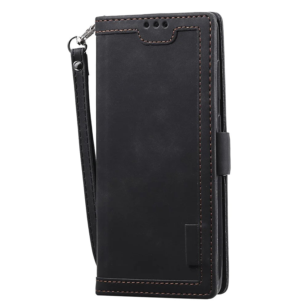 Vintage Splicing Style Wallet Stand Leather Flip Phone Casing for Samsung Galaxy A52 4G/5G / A52s 5G - Black - 3