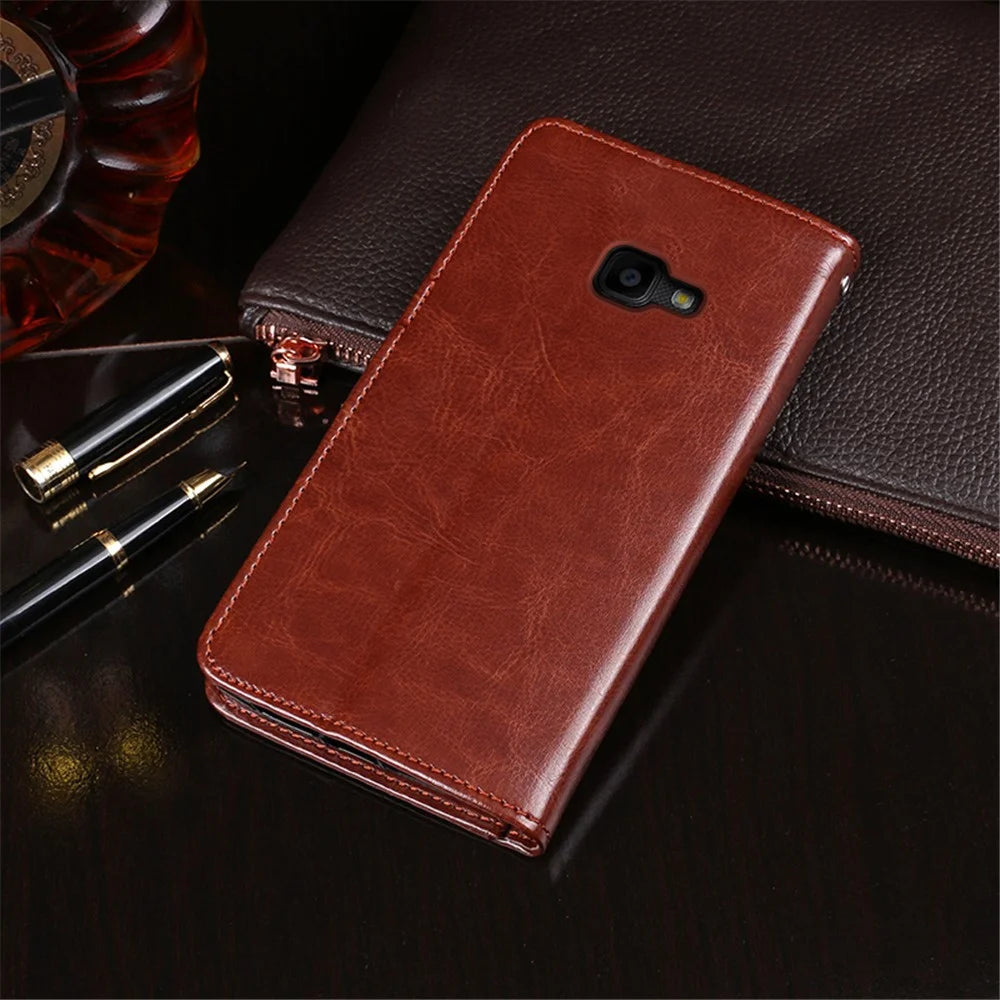 IDEWEI Wallet Design Crazy Horse Texture Leather Mobile Casing with Stand for Samsung Galaxy Xcover 4/4s - Black - 2