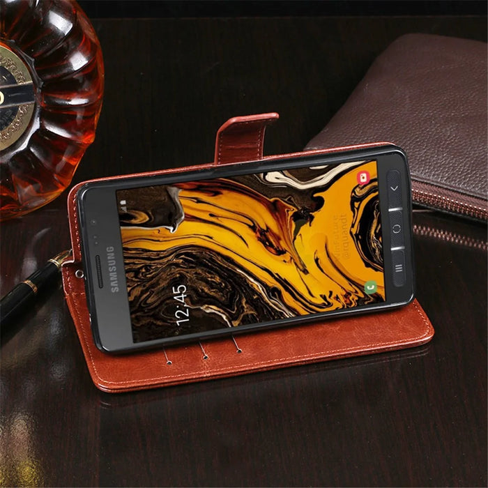 IDEWEI Wallet Design Crazy Horse Texture Leather Mobile Casing with Stand for Samsung Galaxy Xcover 4/4s - Black - 4
