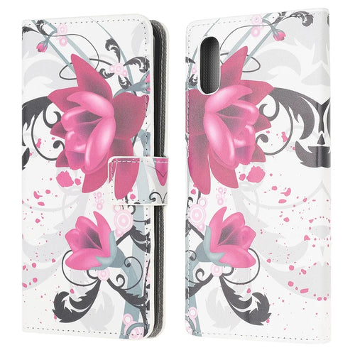 Pattern Printing Leather Protective Cover Wallet Stand Phone Shell for Samsung Galaxy Xcover 5 - Rose Flower - 1