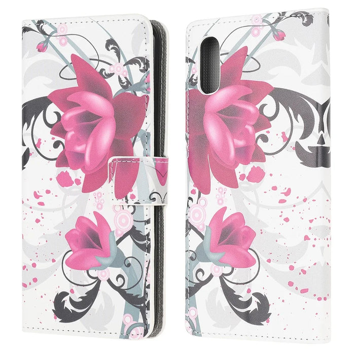 Pattern Printing Leather Protective Cover Wallet Stand Phone Shell for Samsung Galaxy Xcover 5 - Rose Flower - 1