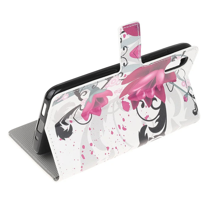 Pattern Printing Leather Protective Cover Wallet Stand Phone Shell for Samsung Galaxy Xcover 5 - Rose Flower - 4