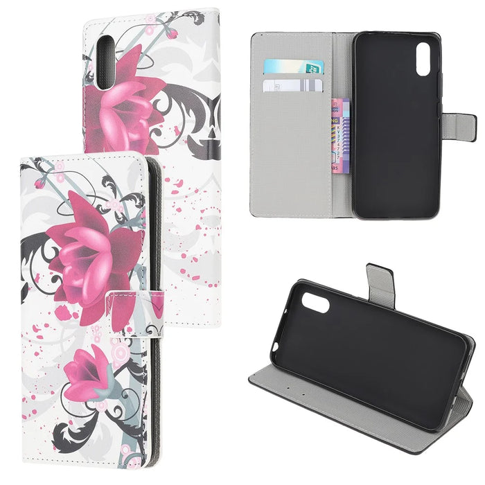 Pattern Printing Leather Protective Cover Wallet Stand Phone Shell for Samsung Galaxy Xcover 5 - Rose Flower - 7