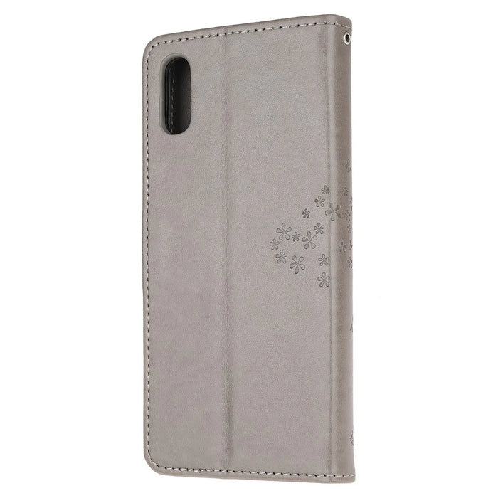Owl and Tree Pattern Printing Design Leather Wallet Phone Cover for Samsung Galaxy Xcover 5 - Grey - 3