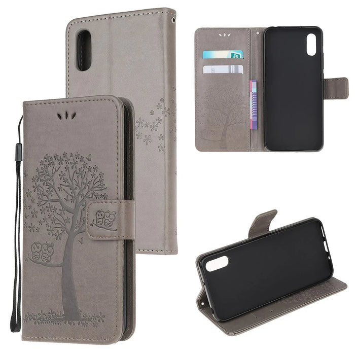 Owl and Tree Pattern Printing Design Leather Wallet Phone Cover for Samsung Galaxy Xcover 5 - Grey - 6