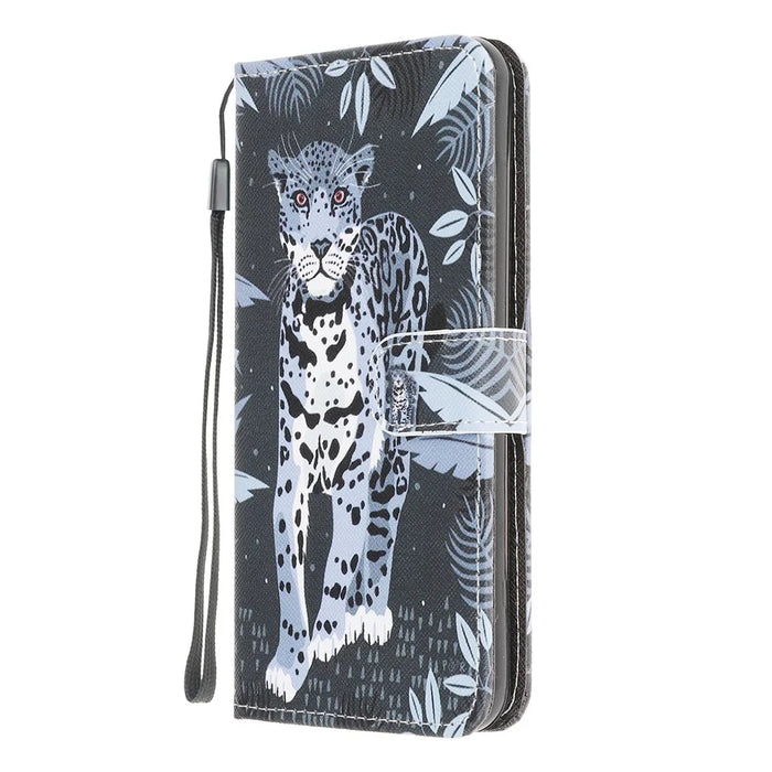 3D Pattern Printing Cross Texture Leather Wallet Stand Case Shell for Samsung Galaxy Xcover 5 - Leopard - 2