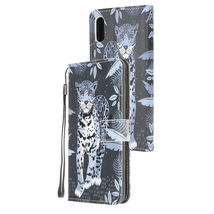 3D Pattern Printing Cross Texture Leather Wallet Stand Case Shell for Samsung Galaxy Xcover 5 - Leopard - 7
