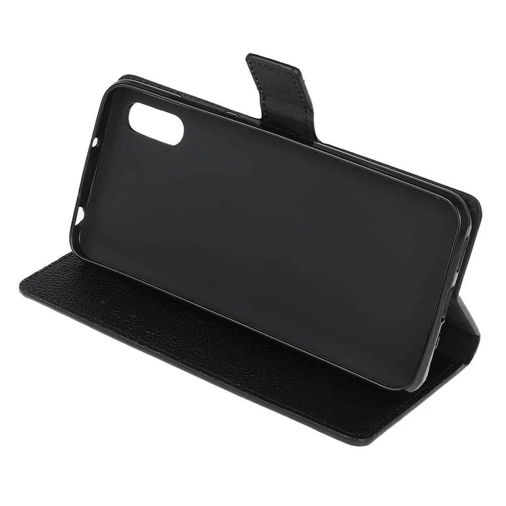 Litchi Texture Wallet Stand Leather Shell Cover for Samsung Galaxy Xcover 5 - 5