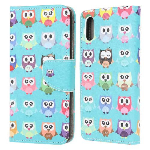 3D Pattern Printing Cross Texture Leather Wallet Stand Case Shell for Samsung Galaxy Xcover 5 - Cute Owls - 1