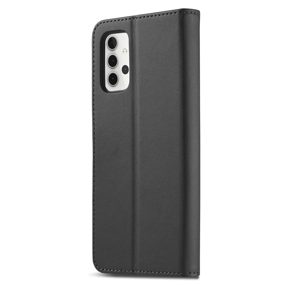 LC.IMEEKE Folio Flip Leather Shell Phone Cover Case for Samsung Galaxy A32 4G (EU Version) with Wallet Stand Features - Black - 2