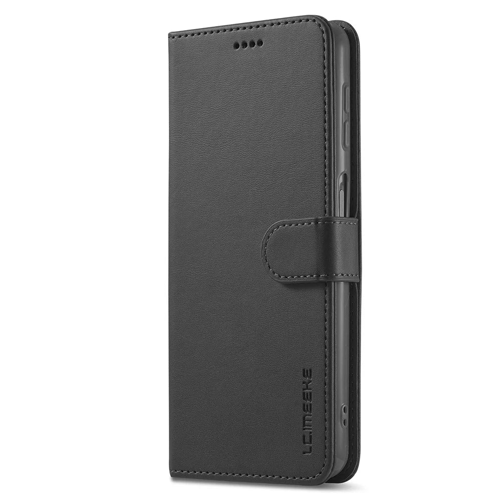 LC.IMEEKE Folio Flip Leather Shell Phone Cover Case for Samsung Galaxy A32 4G (EU Version) with Wallet Stand Features - Black - 3