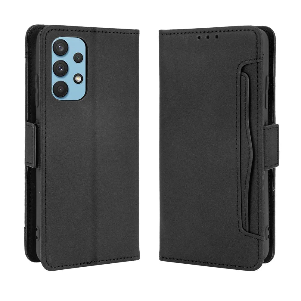Leather Wallet Protective Case with Multiple Card Slots for Samsung Galaxy A32 4G (EU Version) - Black - 2
