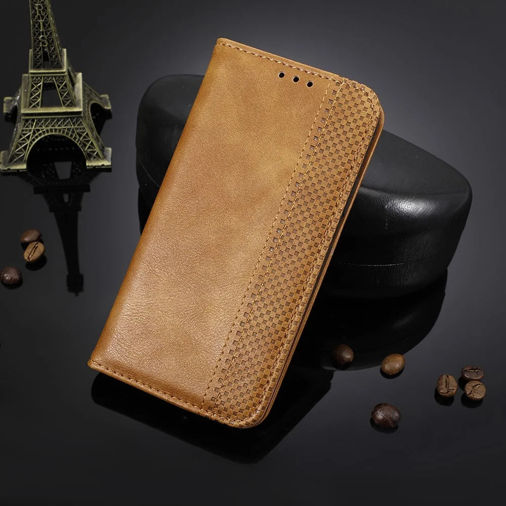 Auto-Absorbed Magnetic Vintage Style Wallet Stand Phone Case Cover for Samsung Galaxy A32 4G (EU Version) - Brown - 2