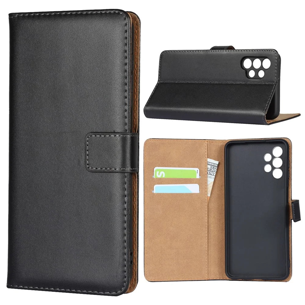 Genuine Leather Magnetic Flip Case Cover for Samsung Galaxy A32 5G / M32 5G - 2