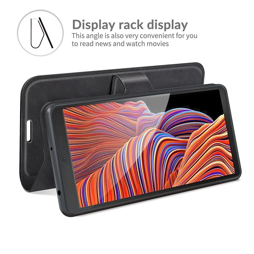 Wallet Design Leather Phone Stand Shell for Samsung Galaxy Xcover 5/Xcover 5S - Black - 4