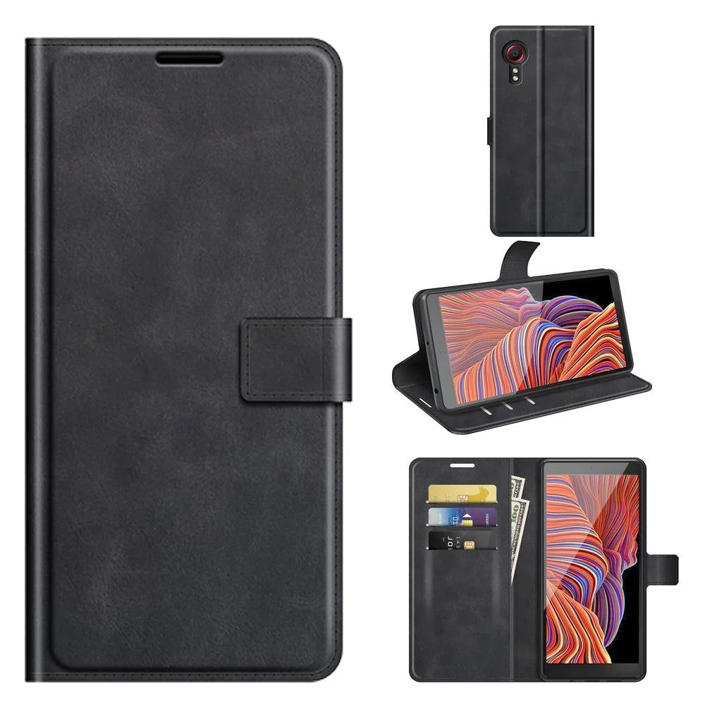 Wallet Design Leather Phone Stand Shell for Samsung Galaxy Xcover 5/Xcover 5S - Black - 6