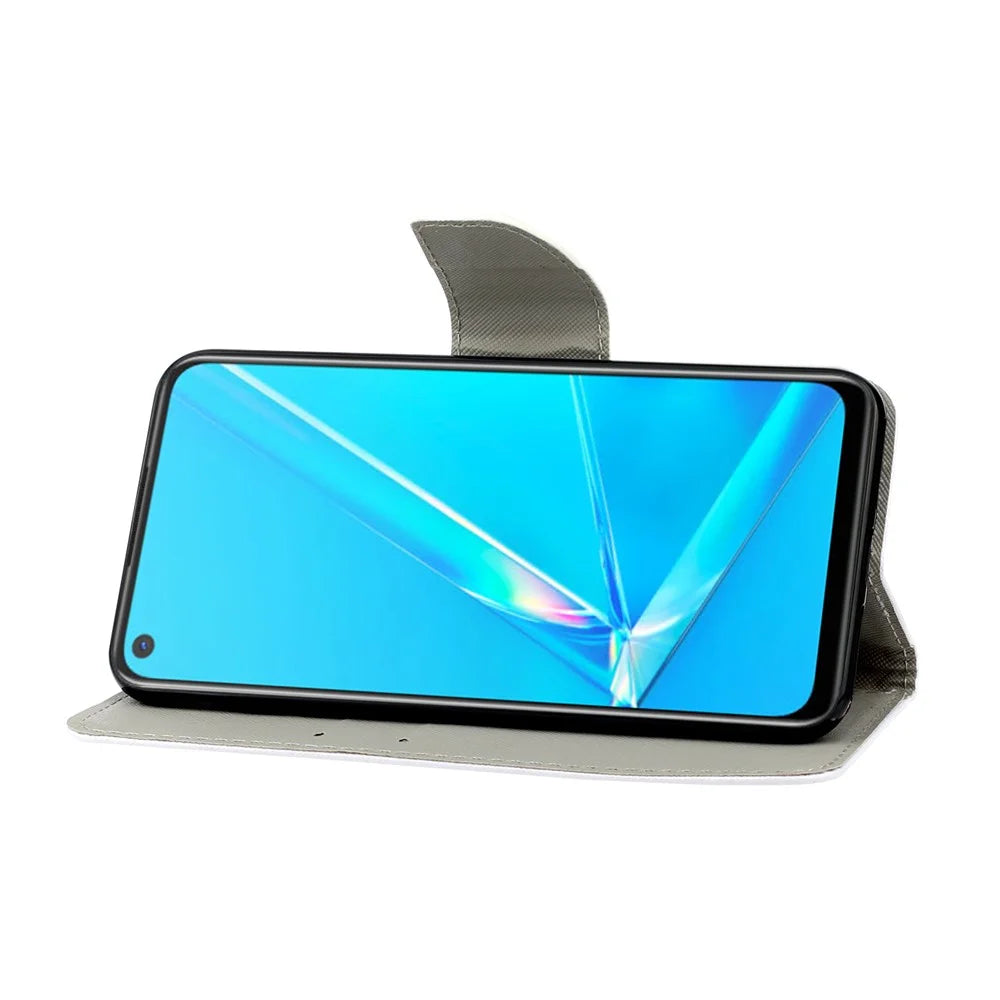 PU Leather Phone Stand Case with Colorful Pattern Printing for Samsung Galaxy A72 4G/5G - Cat - 6
