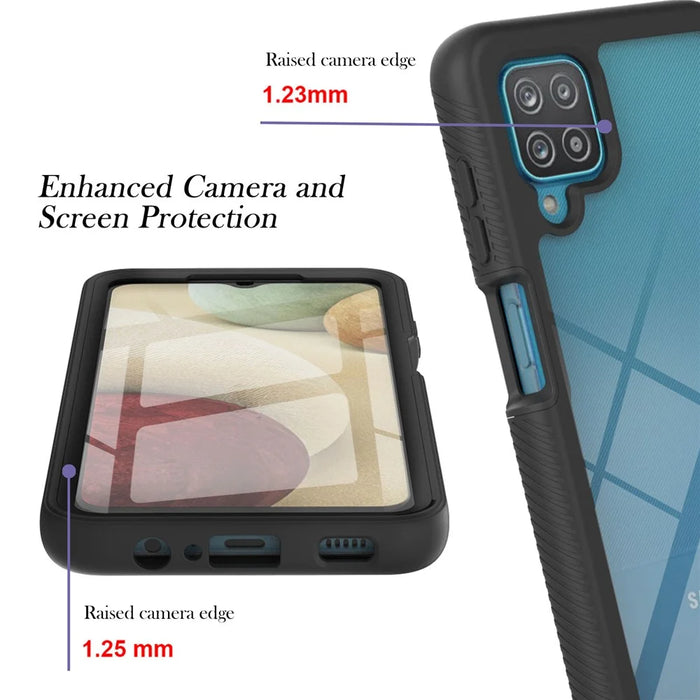3 in 1 Full-Coverage Protection PC + TPU Protective Case with PET Screen Protector for Samsung Galaxy A12 - Black - 5